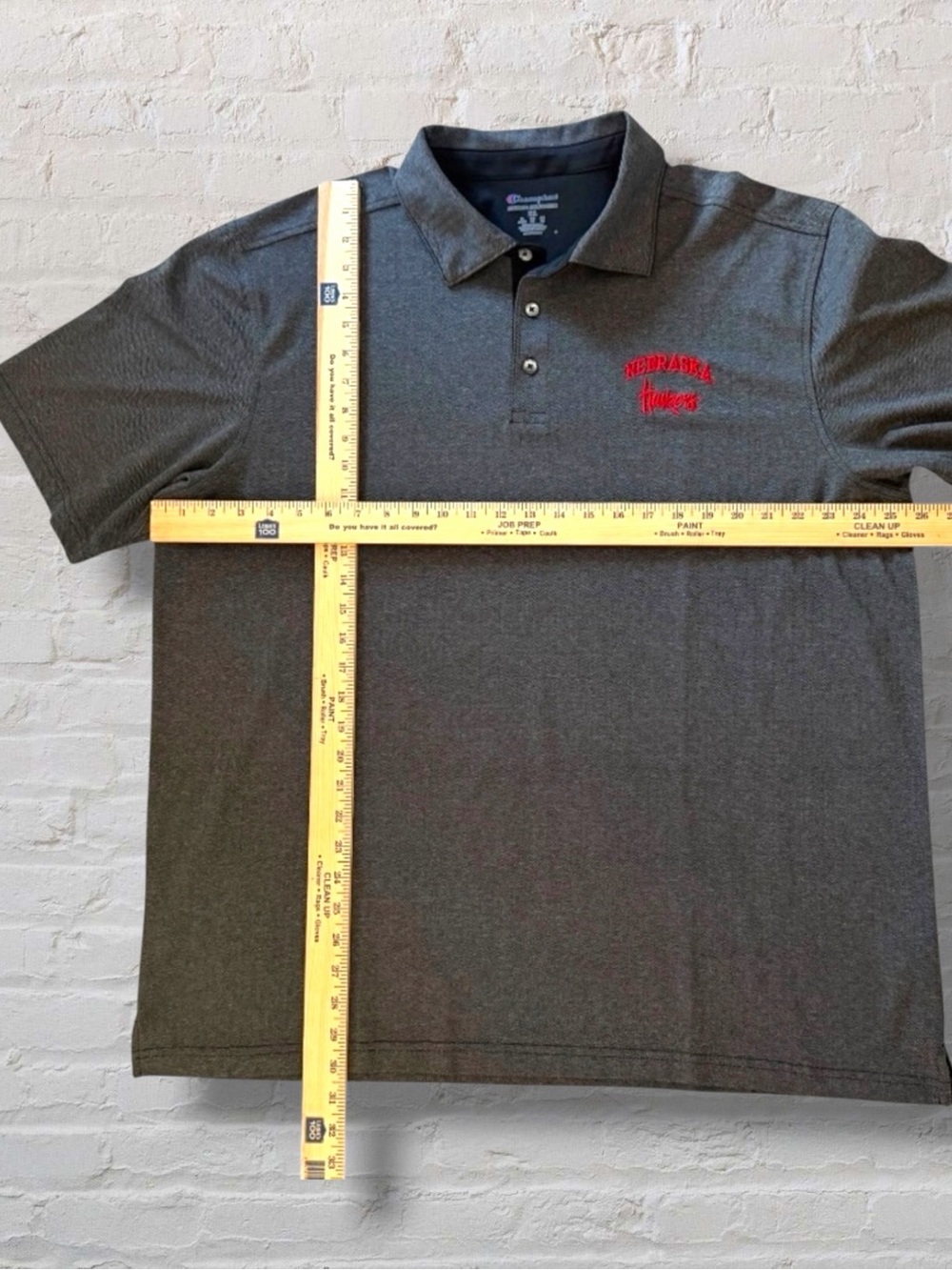 Champion Nebraska Huskers Polo Shirt Men’s Gray Short Sleeve Embroidered Logo XL - Picture 4 of 6